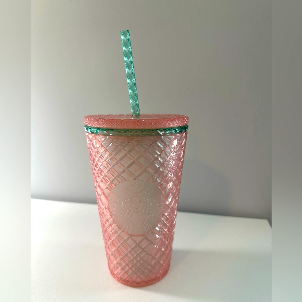 Starbucks 2023 Summer Jeweled Pearl Pink Green GRANDE 16oz Cold Cup Tumbler